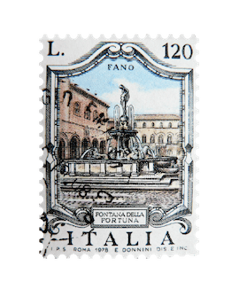 stamp of an Italian fountain